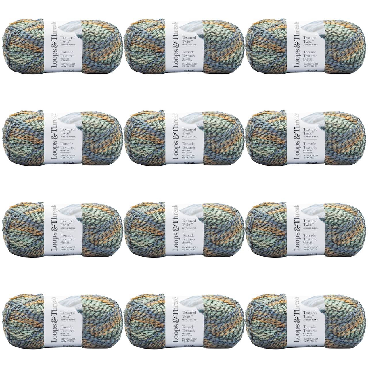12 Pack: Textured Twist™ Yarn by Loops & Threads®